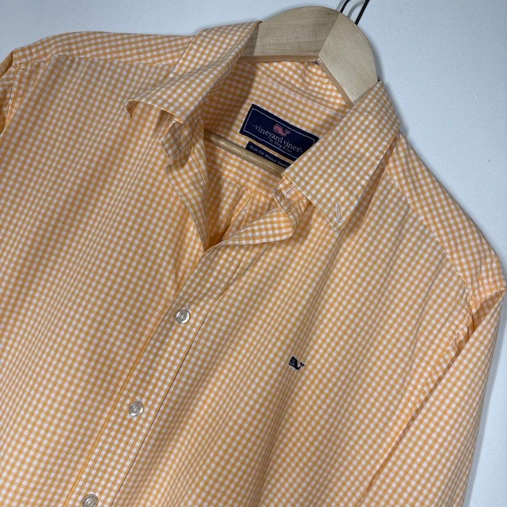 Vineyard Vines Whale Slim Fit Shirt Mens L Classic Fit Peach Plaid Button-Down - Picture 1 of 10